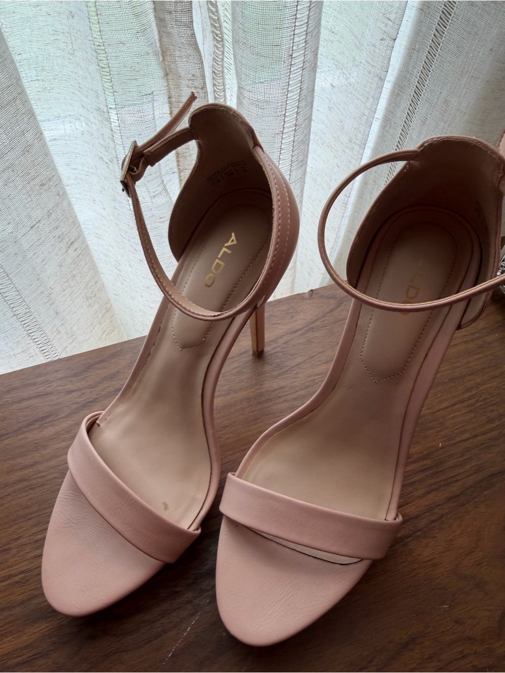 Aldo Blush Pink Ankle-Strap Stiletto Sandals